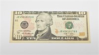 2009 $10 FEDERAL RESERVE NOTE - MISCUT