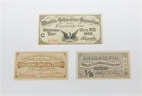 THREE (3) 1893 COLUMBIAN EXPOSITION TICKETS