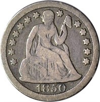 1850 SEATED LIBERTY DIME - VG