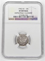 1942/41 MERCURY DIME - NGC XF DETAILS, CLEANED