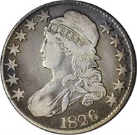 1826 BUST HALF DOLLAR - FINE, OLD CLEANING