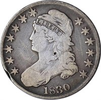 1830 BUST HALF DOLLAR - FINE, OLD CLEANING