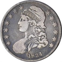 1834 BUST HALF DOLLAR - FINE, OLD CLEANING