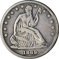 1869 SEATED LIBERTY HALF - FINE DETAILS