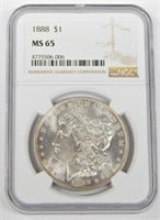 1888 MORGAN DOLLAR - NGC MS65