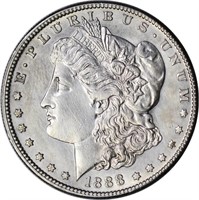 1888-S MORGAN DOLLAR - AU DETAILS, CLEANED