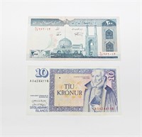 TWO (2) WORLD NOTES - ICELAND, IRAN