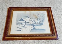 House in the Country Framed Drawing Unknown Artist