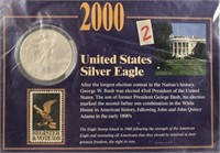2000 US Silver Eagle with Register to Vote Stamp