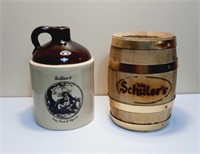 Win Schuler's Jug and Set of 2 Mini Wooden Barrels