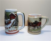 Pair of Budweiser Clydesdales Steins