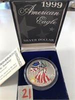 1999 Colorized US American Eagle Silver Dollar