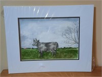 Cow in Pasture Watercolor Painting by Edward