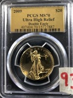 2009 PCGS MS70 Ultra High Relief Gold $20 Double