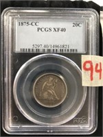 1875CC PCGS XF Carson City Seated Liberty Silver