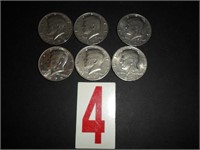 Lot of 6 - 1972 Kennedy Half Dollars