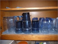 Contents of Kitchen Shelf - Blue Glass Drink Ware