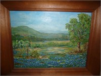 Vintage Original Framed Texas Bluebonnet Art