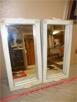 Vintage Sash Window Frame Accent Mirror Pair