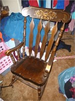 Vintage Wood Slat Back Large Rocking Chair