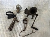 Meat grinder, iron wall, wall lantern, steel traps