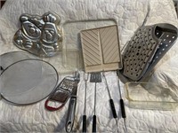 Cooking utensils, pans, strainers, casserole dish