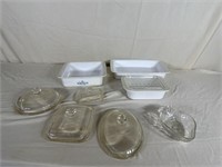 Some corning wire dishes, glass, lids