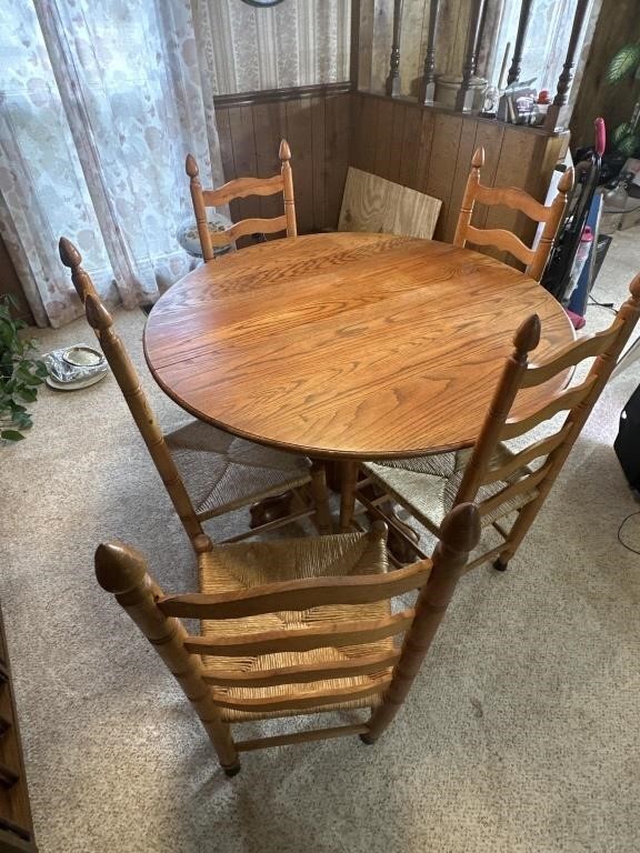 Table and 5 Ladder Back Chairs