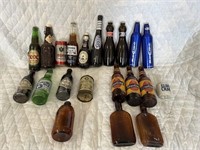 Vintage beer, bottles, Coke bottle and shot glass