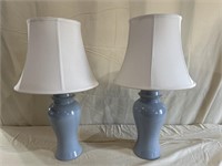 Two. Matching blue lamps.