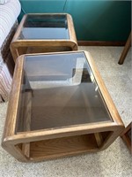 Two matching mid century end tables