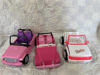 3 Barbie cars