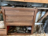 Metal tool chest and items in it