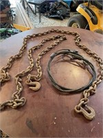 16 ft 3/8 inch log chain and cable with hooks