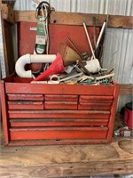 Metal tool chest with items included