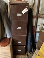 Four drawyer filing cabinet and items inside