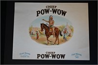 Chief Pow-Wow Vintage Cigar Label Stone Lithograph