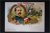 Our Defender Vintage Cigar Label Stone Lithograph