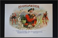 Highlander Vintage Cigar Label Stone Lithograph Ar