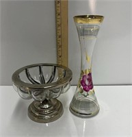 Vintage Glass Bowl and Vase
