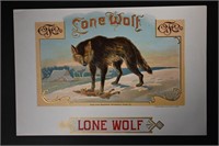 Lone Wolf Vintage Cigar Label Stone Lithograph Art