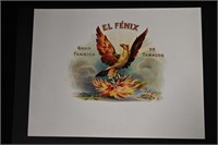 El Fenix Vintage Cigar Label Stone Lithograph Art