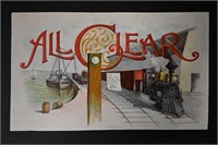 All Clear Vintage Cigar Label Stone Lithograph Art