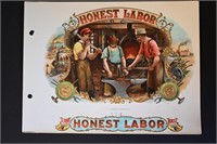 Honest Labor Vintage Cigar Label Stone Lithograph