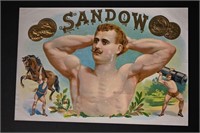 Sandow Vintage Cigar Label Stone Lithograph Art Da