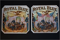 Royal Blue Vintage Cigar Label Stone Lithograph Ar