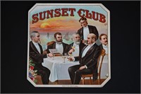 Sunset Club Vintage Cigar Label Stone Lithograph A