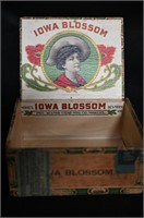 Vintage Iowa Blossom Wood Cigar Box Dated from the