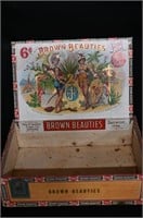 Vintage Brown Beauties Wood Cigar Box Dated from t