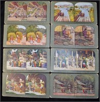 Group of 8 Japanese Stereoscope Cards  A look at J